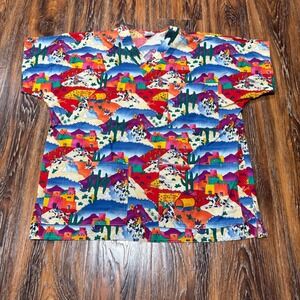 Cowboys & Indians Native Cactus Scrub Top Large Shirt Mens‎ or Women's L Medical